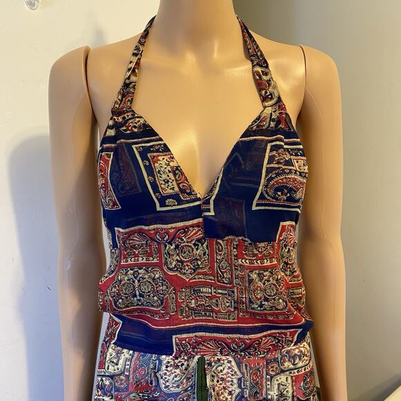 Vintage Baba Chiffon Silk Dress Babydoll Halter Over Layer Y2K Fairy grunge S - Picture 7 of 11